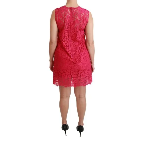 Dolce & Gabbana Pink Floral Lace Shift Gown Mini Dress - Picture 4 of 6